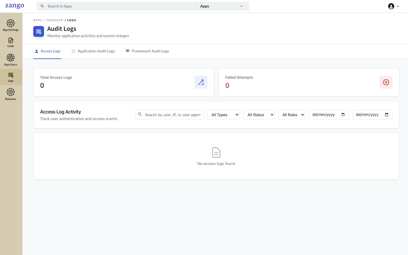 Access Logs - Total Access Logs and Failed Attempts metrics