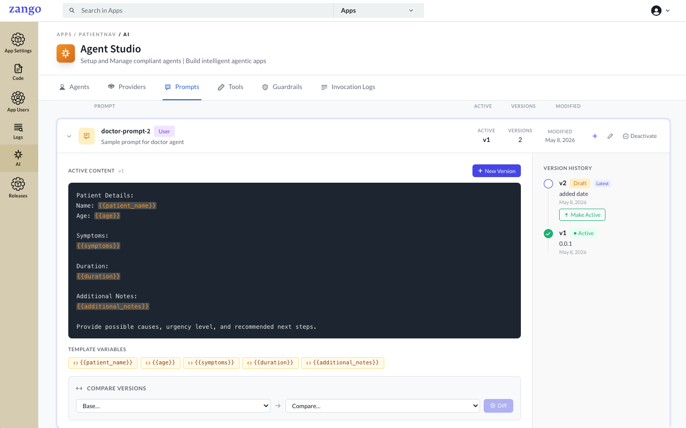 Prompt versioning